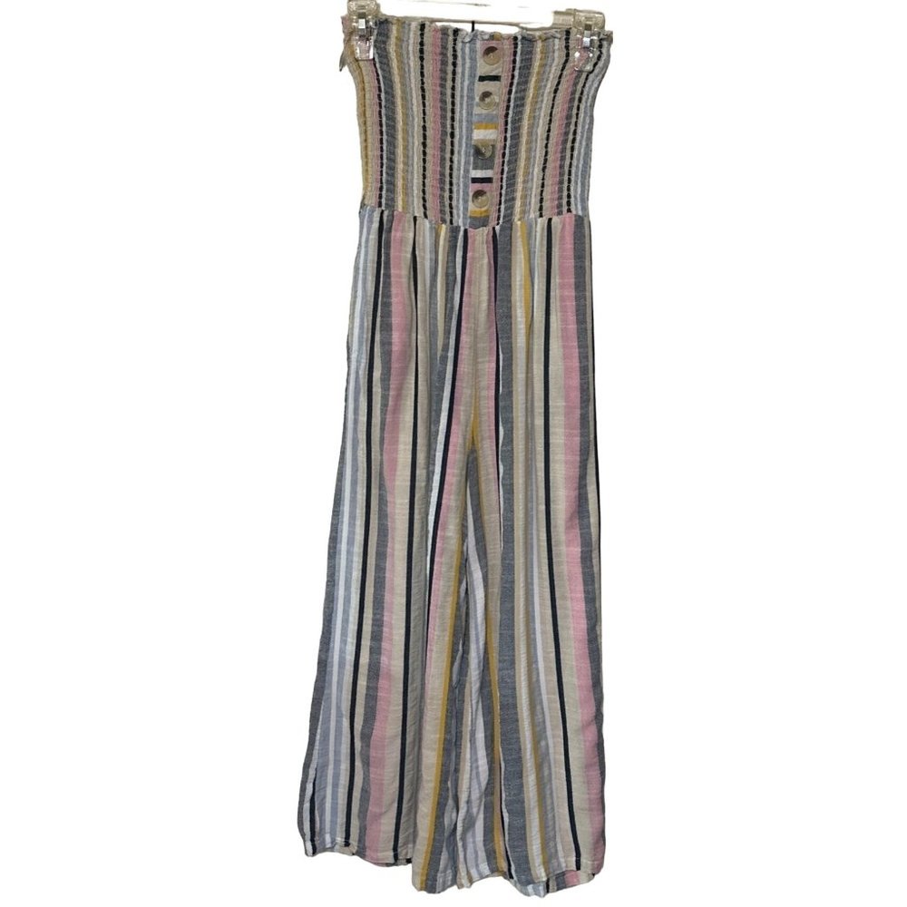 Blue Island Strapless Striped Jumpsuit Multicolored Polyester Blend XS/S-READ